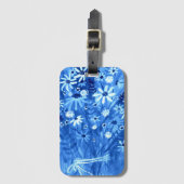 Daisies Wildflower Bouquet Waterverf Blue Bagagelabel (Voorkant (verticaal))