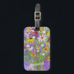 Daisies Wildflower Bouquet Waterverf Paars Bagagelabel<br><div class="desc">Voeg wat flair toe aan je bagage met dit kleurrijke bloempatroon. Hand geschilderd door mij, voor jou! Bekijk mijn winkel voor meer kleuren en patronen, plus accessoires zoals teenslippers, tassen, badmatten, handdoeken, cosmetische zakjes, mokken en douchegordijnen. Je kunt je eigen tekst altijd toevoegen. Laat me weten of je iets wilt...</div>