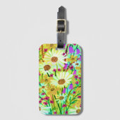 Daisies Wildflower Bouquet Waterverf Pattern Bagagelabel (Voorkant (verticaal))