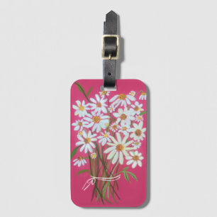 Daisies Wildflower Bouquet Waterverf Roze Bagagelabel