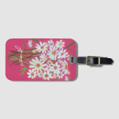 Daisies Wildflower Bouquet Waterverf Roze Bagagelabel (Voorkant (horizontaal))