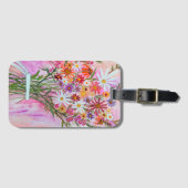 Daisies Wildflower Bouquet Waterverf Roze Bagagelabel (Voorkant (horizontaal))