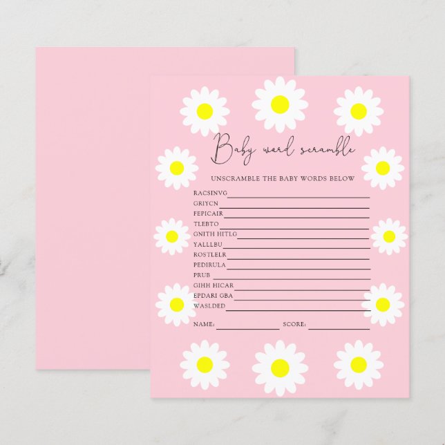 Daisies - Word Scramble | BABY SHOWER (Voorkant / Achterkant)