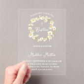 daisies wreath Baptism Invitation Acryl Uitnodigingen (Insitu (Draagbaar))