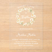 daisies wreath Baptism Invitation Acryl Uitnodigingen (Voorkant)