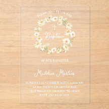daisies wreath Baptism Invitation