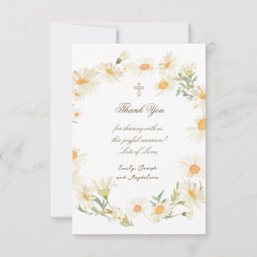 daisies wreath Baptism small thank you card  Kaart (Achterkant)