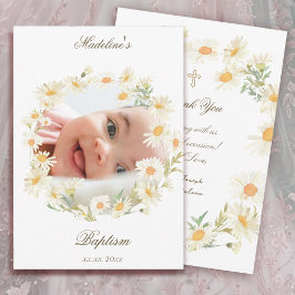 daisies wreath Baptism small thank you card  Kaart