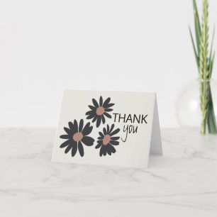Daisies zwart roze bloemmotief bedankkaart