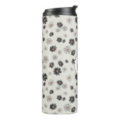 Daisies zwart roze bloemmotief thermosbeker (Gedraaid links)