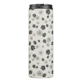 Daisies zwart roze bloemmotief thermosbeker (Achterkant)