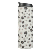 Daisies zwart roze bloemmotief thermosbeker (Geroteerd rechts)