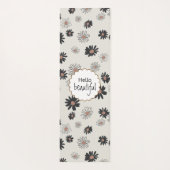 Daisies zwart roze bloemmotief yogamat (Achterkant)