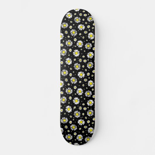 Daisies - Zwarte Floral Skateboard (Voorkant)