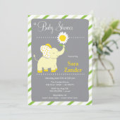 Daist Elephant  | Uitnodiging tot Baby shower van  (Staand voorkant)