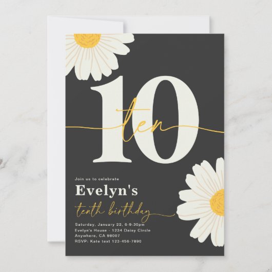 Daisy 10th Birthday Invitation Kaart (Voorkant)