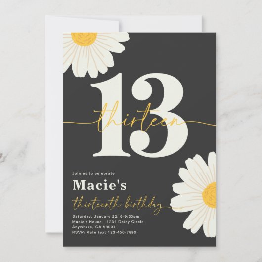Daisy 13th Birthday Invitation Kaart (Voorkant)