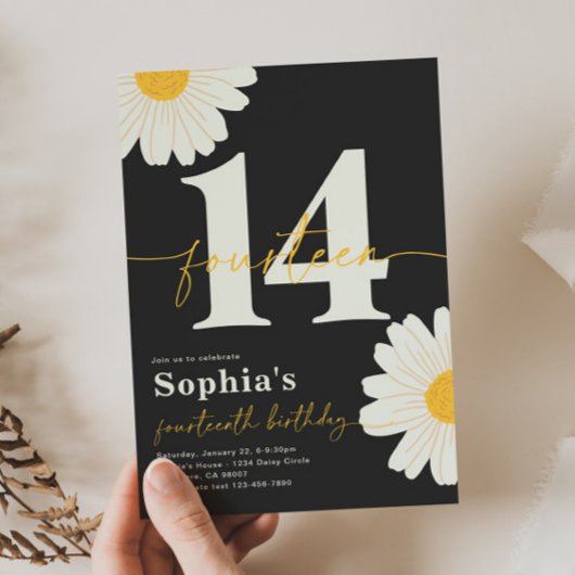 Daisy 14th Birthday Invitation Kaart