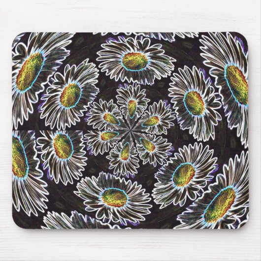 Daisy 1, Glow Kaleidoscope, Mousepad Muismat (Voorkant)
