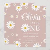 Daisy 1e verjaardag bewerkbare uitnodiging (Voorkant / Achterkant)