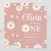 Daisy 1e verjaardag bewerkbare uitnodiging (Voorkant / Achterkant)