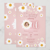 Daisy 1e verjaardag foto uitnodiging (Voorkant / Achterkant)