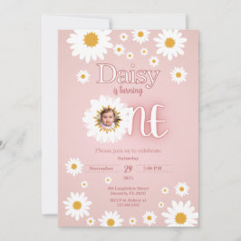 Daisy 1e verjaardag foto uitnodiging
