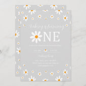 Daisy 1e verjaardag grijs kaart (Voorkant / Achterkant)