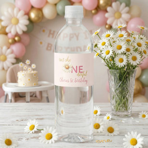 Daisy 1e verjaardag - Is ze niet ÉÉNderbaar Roze Waterfles Etiket