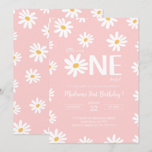 Daisy 1e verjaardag kaart (Voorkant / Achterkant)