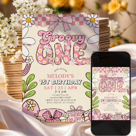 Daisy 1e verjaardag Retro Eerste Verjaardagsuitnod Kaart