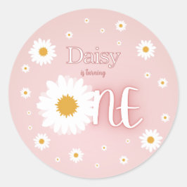 Daisy 1e verjaardag ronde sticker