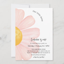 Daisy 1e verjaardag, Roze Daisy Meisje 1e verjaard Kaart