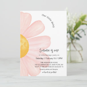 Daisy 1e verjaardag, Roze Daisy Meisje 1e verjaard Kaart