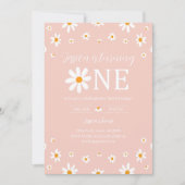 Daisy 1e verjaardag roze kaart (Voorkant)