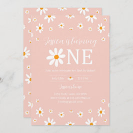 Daisy 1e verjaardag roze kaart