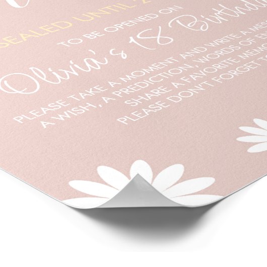 Daisy 1e Verjaardag Tijd Capsule teken, Retro Dais Poster (Hoek)