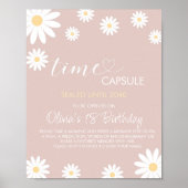 Daisy 1e Verjaardag Tijd Capsule teken, Retro Dais Poster (Voorkant)