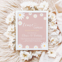 Daisy 1e Verjaardag Tijd Capsule teken, Retro Dais Poster