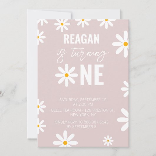 Daisy 1e Verjaardagsfeest Eerste Verjaardagsmeisje Kaart (Voorkant)