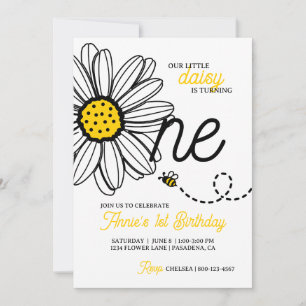 Daisy 1e verjaardagsfeestje meisje Cute bloemen mo Kaart