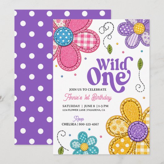 Daisy 1e verjaardagsfeestje Wilde Eén Boho Bloem M Kaart (Voorkant / Achterkant)