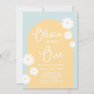 Daisy 1st Birthday Girl Invitation Kaart