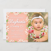 Daisy 1st Birthday Girl Uitnodiging met Foto (Voorkant)