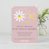 Daisy 1st Birthday Invite Lovely Mauve Kaart (Staand voorkant)