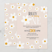 Daisy 1st Birthday Uitnodiging (Voorkant / Achterkant)