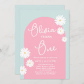 Daisy 1st Birthday Uitnodiging (Voorkant / Achterkant)