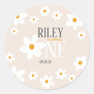 Daisy 1st Birthday Uitnodiging Ronde Sticker