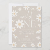 Daisy 1st Birthday Wild One Wildflower Verjaardag Kaart (Voorkant)