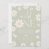 Daisy 1st Birthday Wild One Wildflower Verjaardag Kaart (Voorkant)